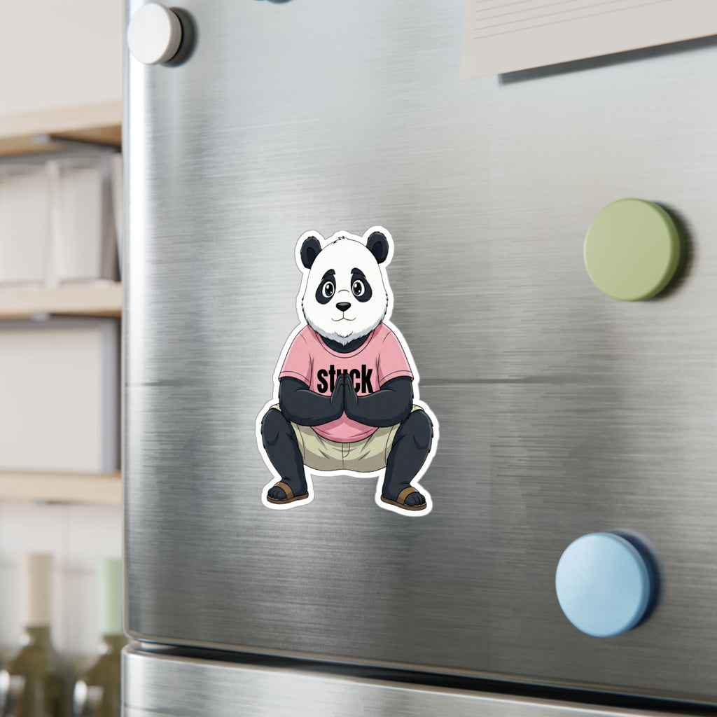 Stuck Panda Vinyl Sticker – Waterproof Zen Yoga Decal for Laptops & Water Bottles