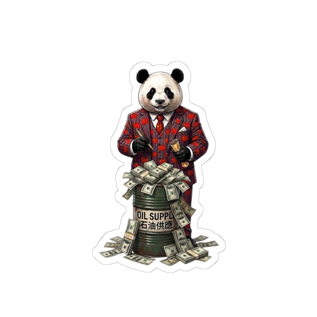 Panda Profiteer — China's Oil Windfall Kiss-Cut Vinyl Sticker