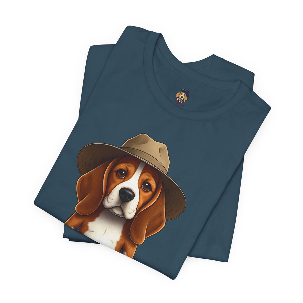 Beagle Aussie Summer Tee - Cute Dog in Akubra Hat & Australian Flag Shorts