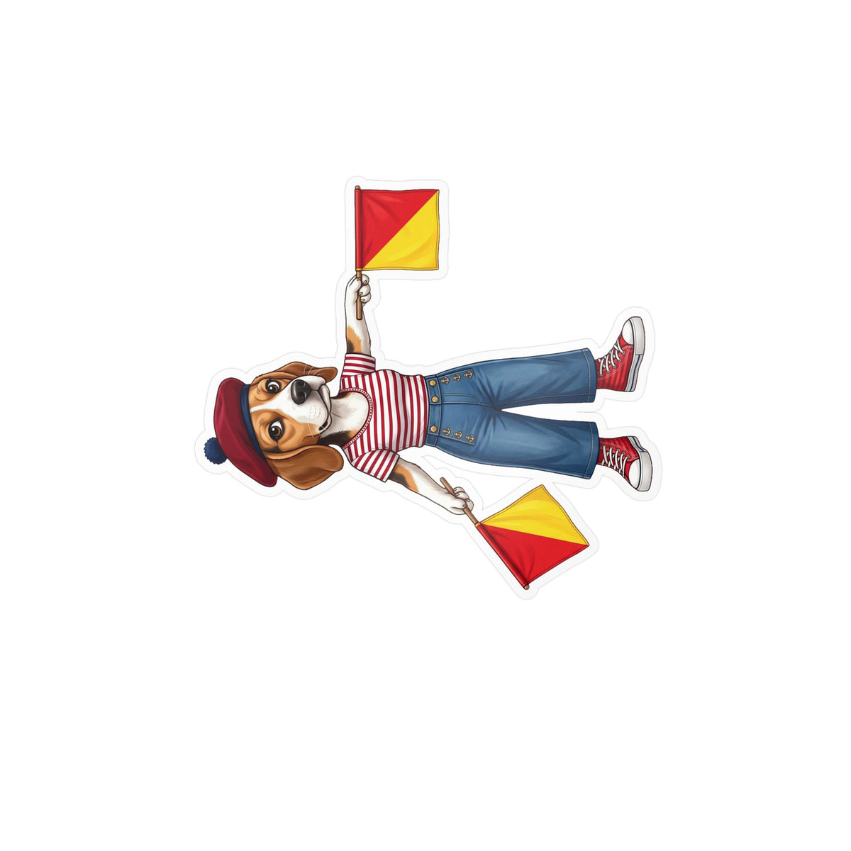 Semaphore Beagle ‘M’ Kiss-Cut Vinyl Sticker | Dispatches from Australia