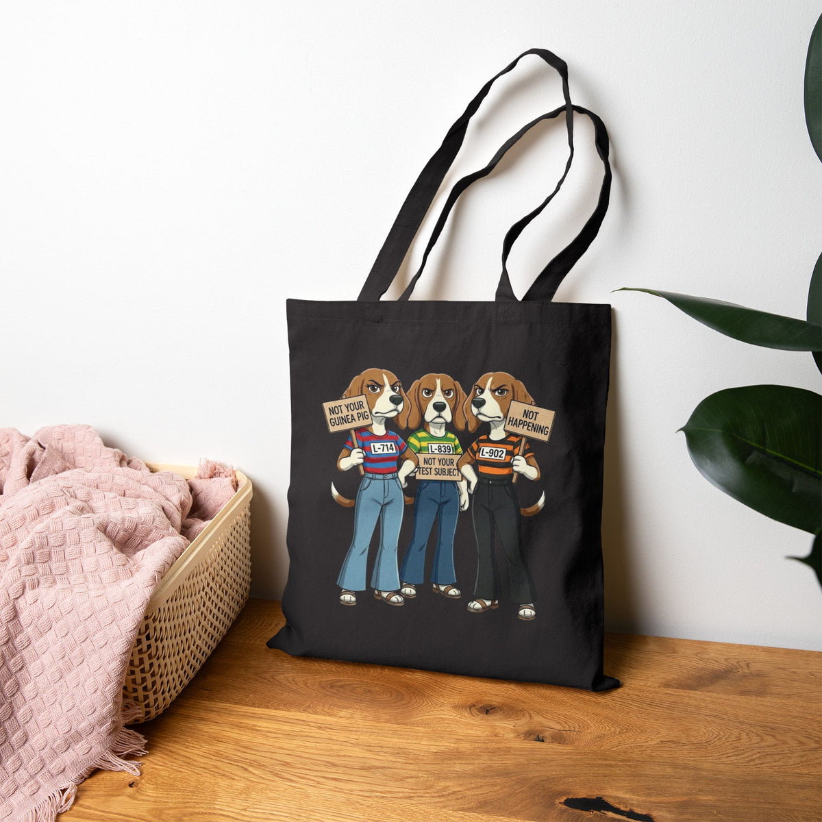 Retro Beagle Freedom: End Animal Testing Vintage Graphic Canvas Tote Bag