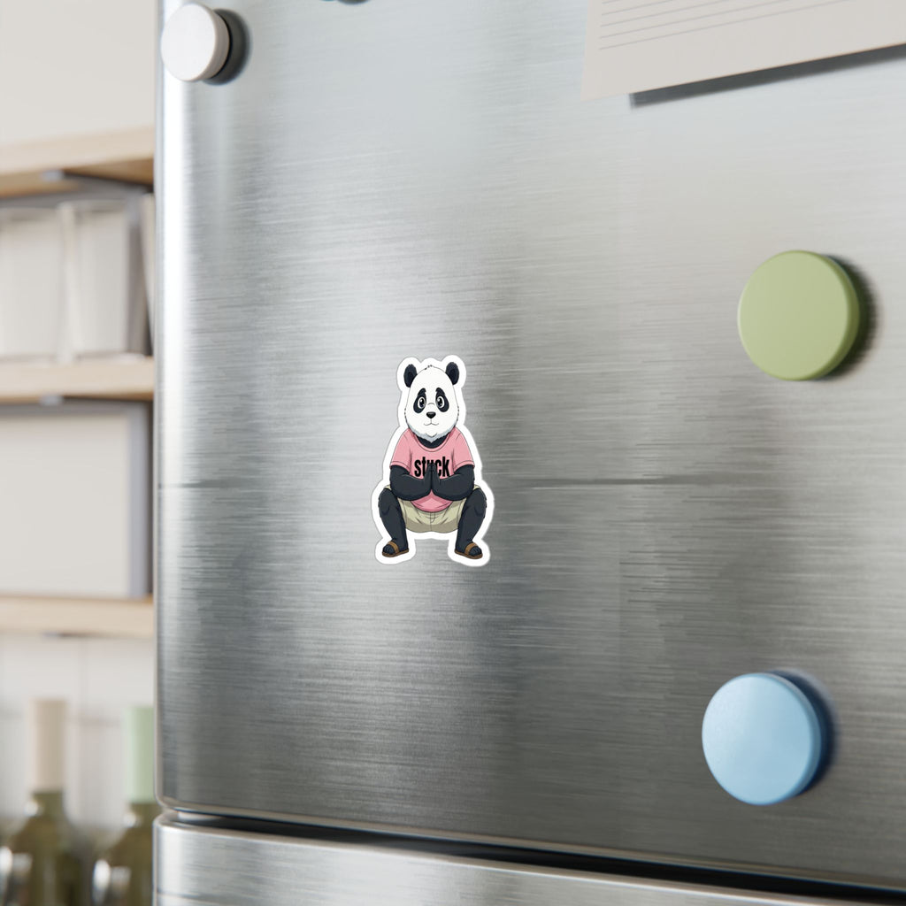 Stuck Panda Vinyl Sticker – Waterproof Zen Yoga Decal for Laptops & Water Bottles
