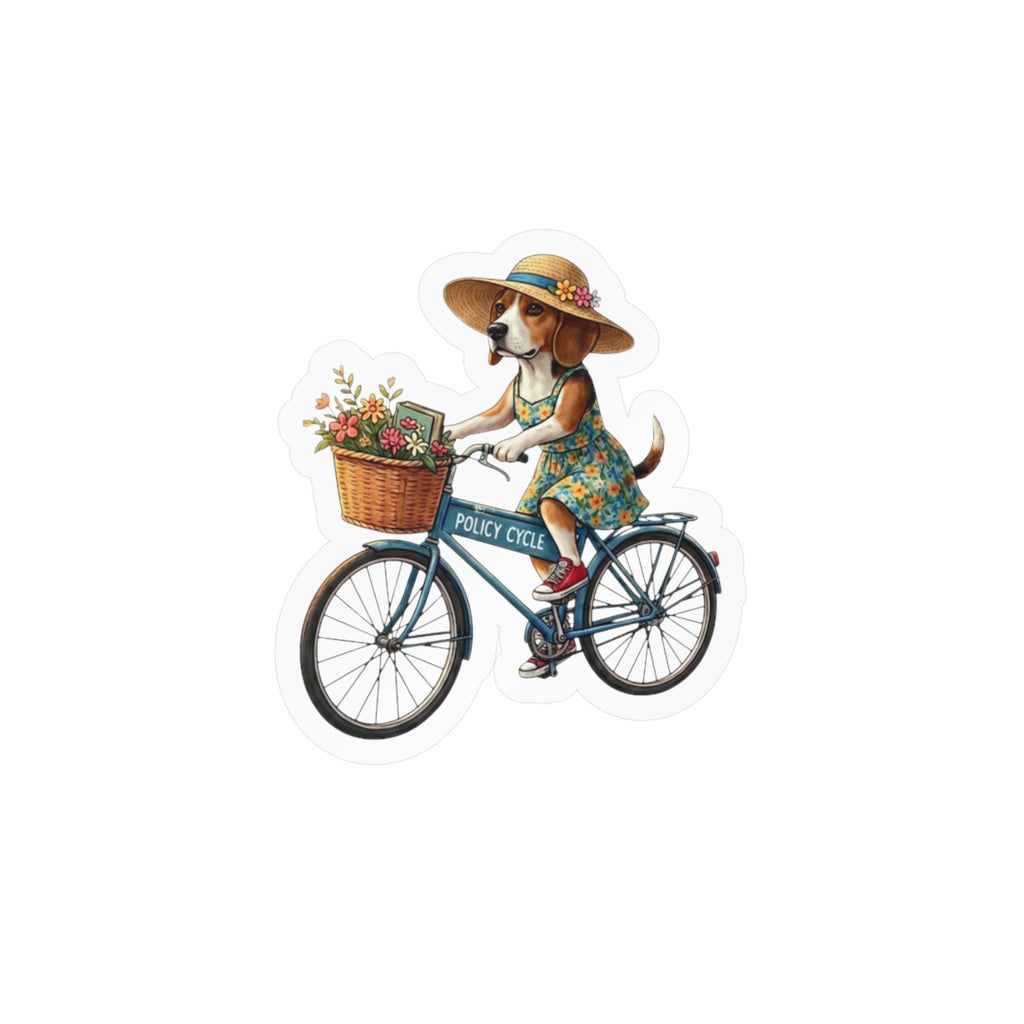 Policy Cycle Dog on Bicycle Vinyl Decal