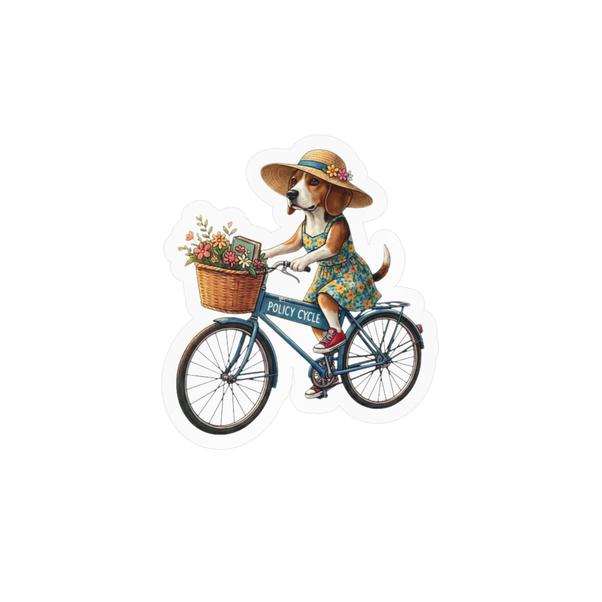 Policy Cycle Dog on Bicycle Vinyl Decal